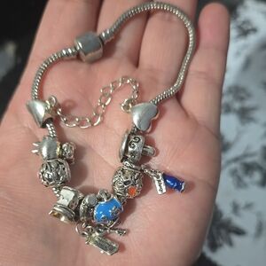 Alice In The Wonderland  Charm Bracelet with Blue Accents